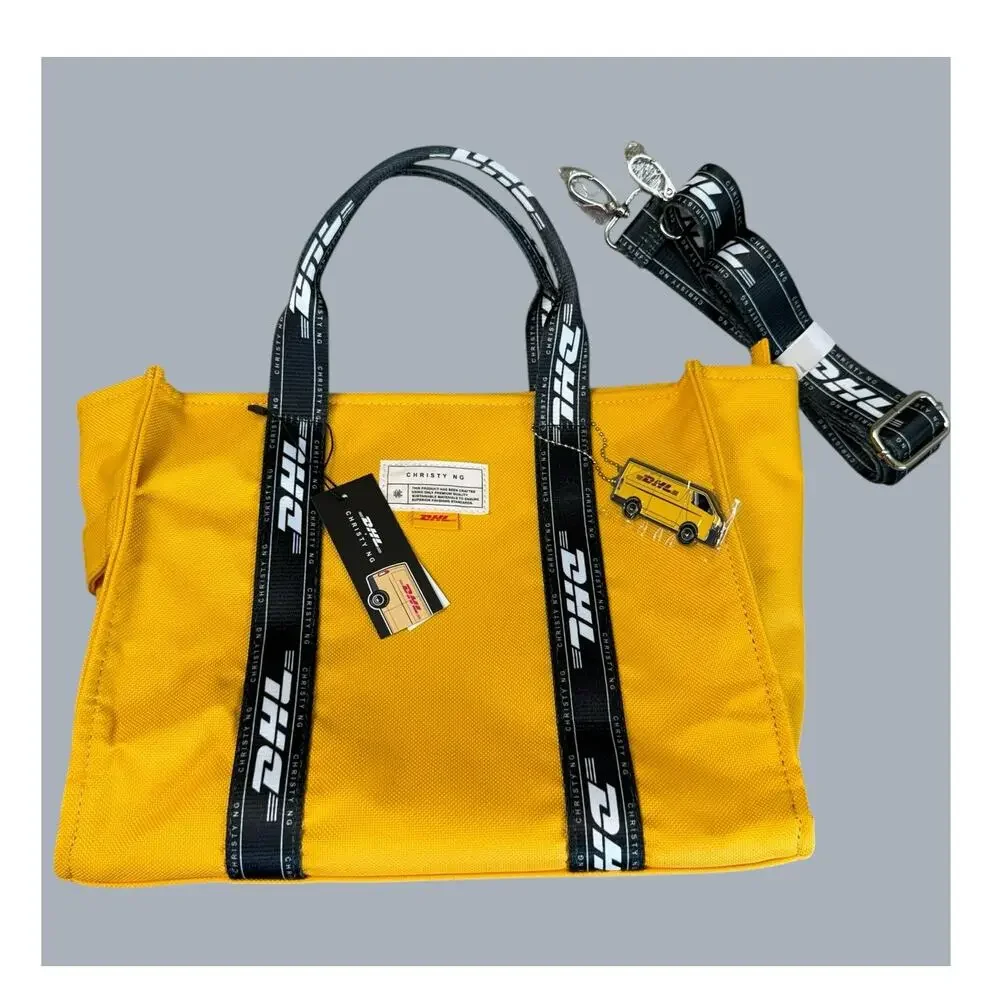 Christy Ng x DHL Collection Medium Yellow Tote Shoulder Bag New Limited Edition